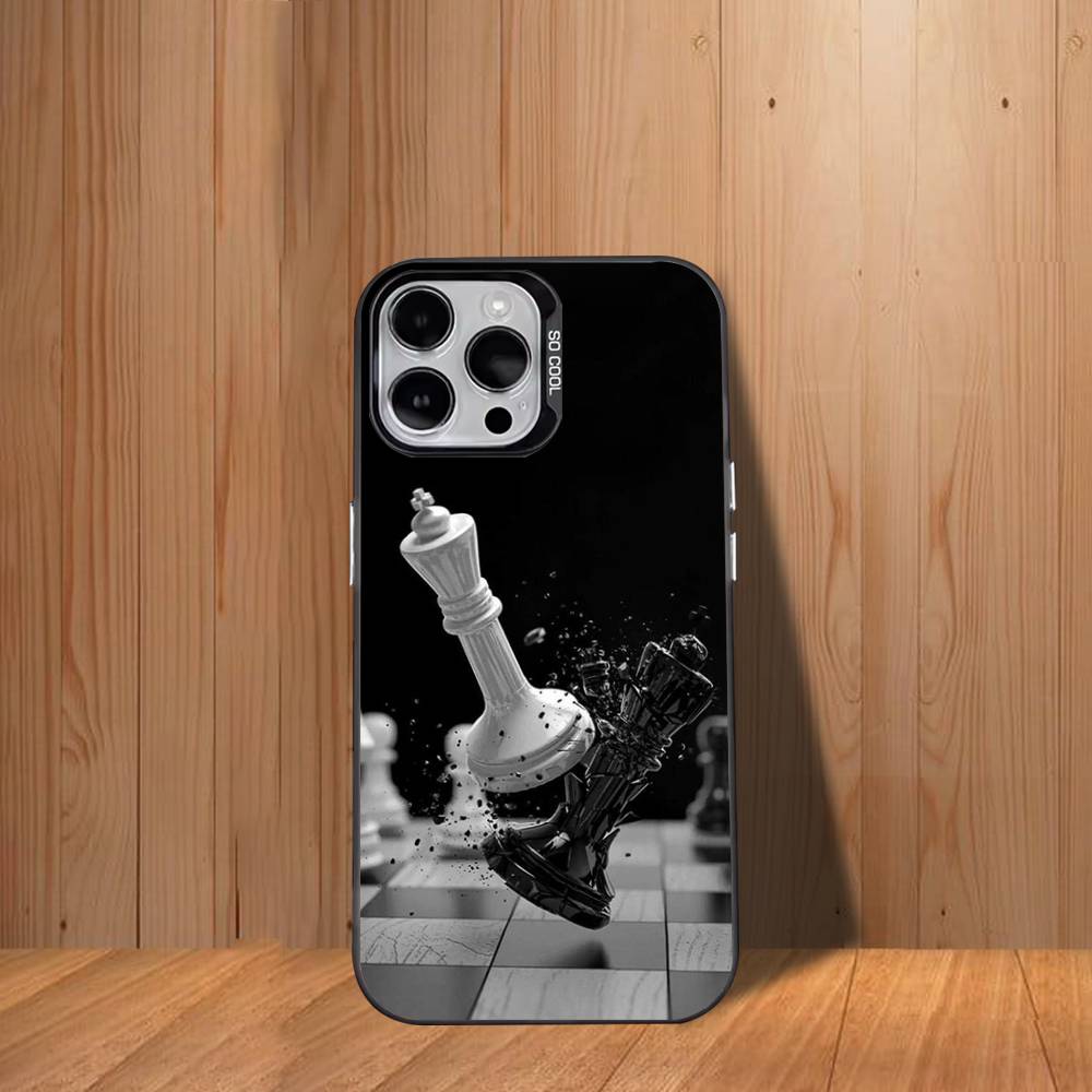 C-Chess Board-ES Phone Case For iPhone 17,16,15,14,13,12,11,Mini,Pro,SE,MAX White Matte Shockproof Cover