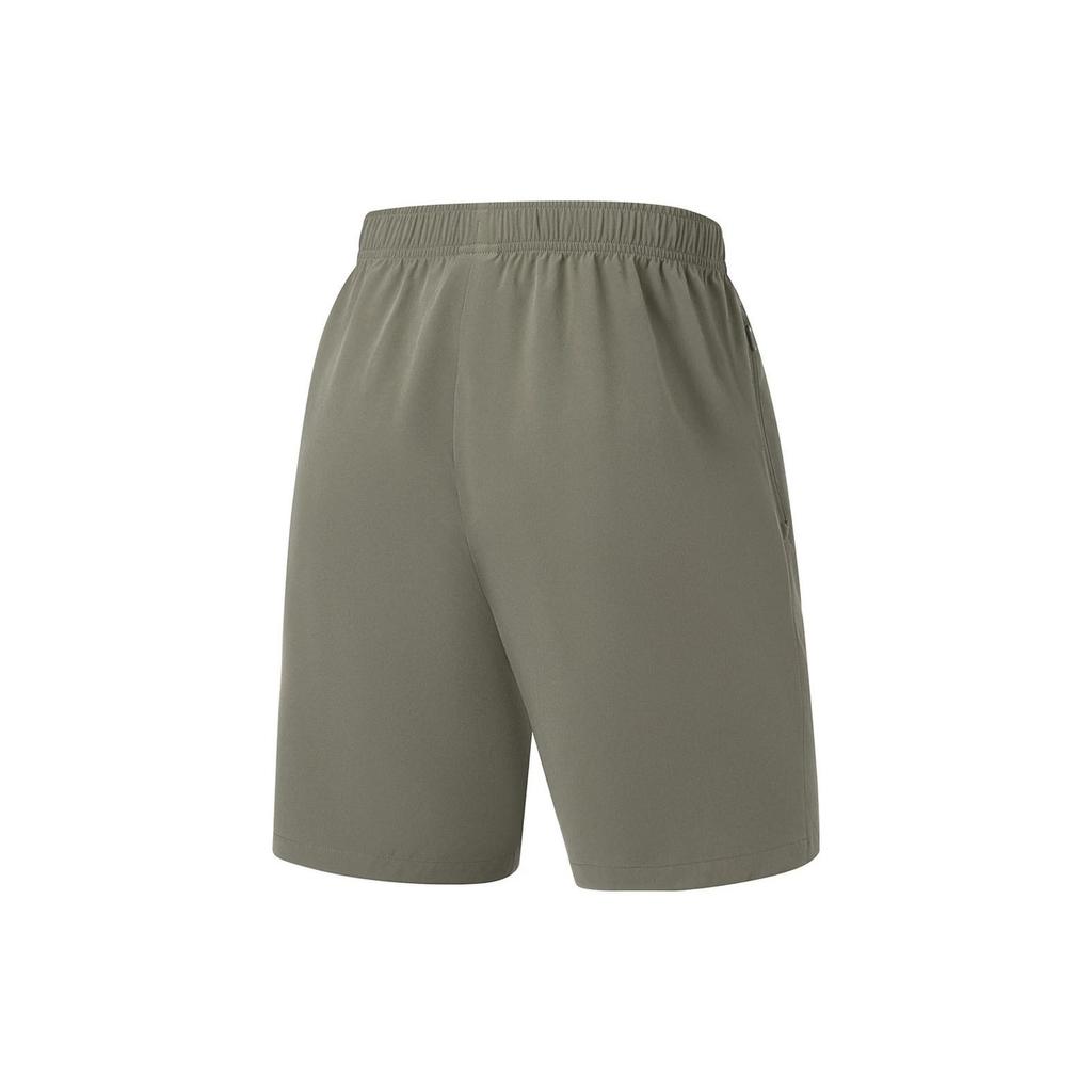 Li Ning Fitness Series Однотонные быстросохнущие спортивные шорты с логотипом, мужские шорты цвета милитари-зеленый AKST297-4