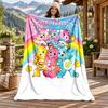 Care bear Custom Name Flannel Blanket Personalized Soft Warm Plush Throw Blanket Customized Gift for Family Friends