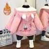 Girls' Autumn/Winter 2025 Fashionable Fleece-Lined Thick Baseball Jacket for Kids