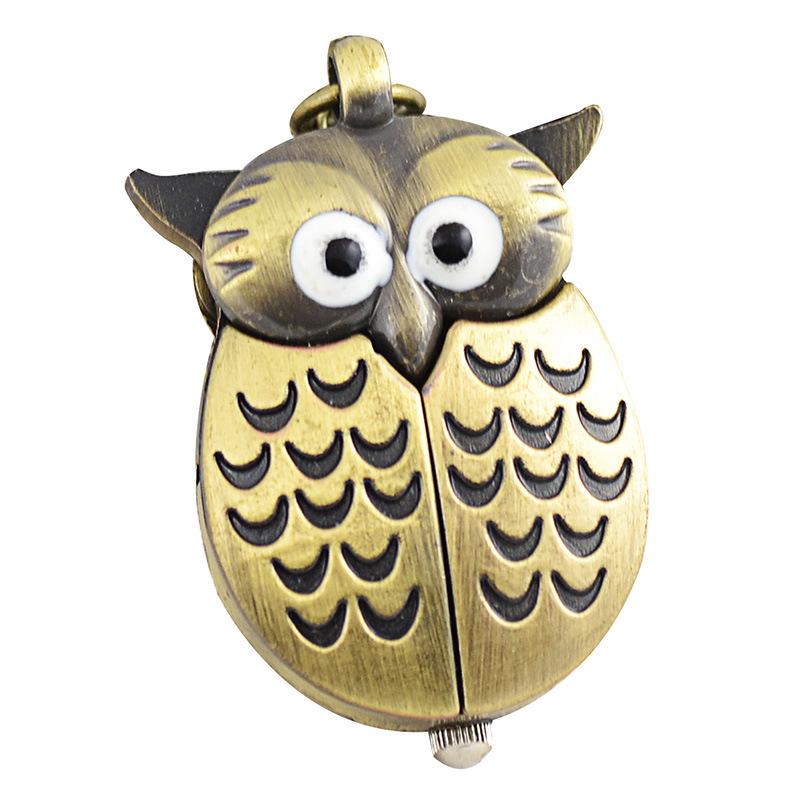 Nostalgic Antique Bronze Owl Pocket Watch with Fine Chain – Small Size (6104)