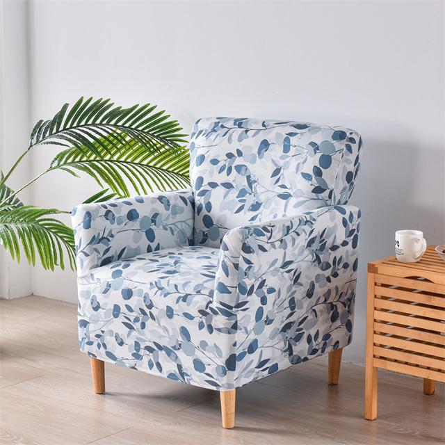 Floral Tub Chair Cover Stretch Spandex Club Armchair Slipcover For Living Room Single Sofa Covers For Study Bar Counter Hotel