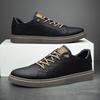 Italian Brand Black Mens Genuine Leather Shoes Casual Male Shoes Man Lace Up Flat Sneakers Luxury Shoes for Men