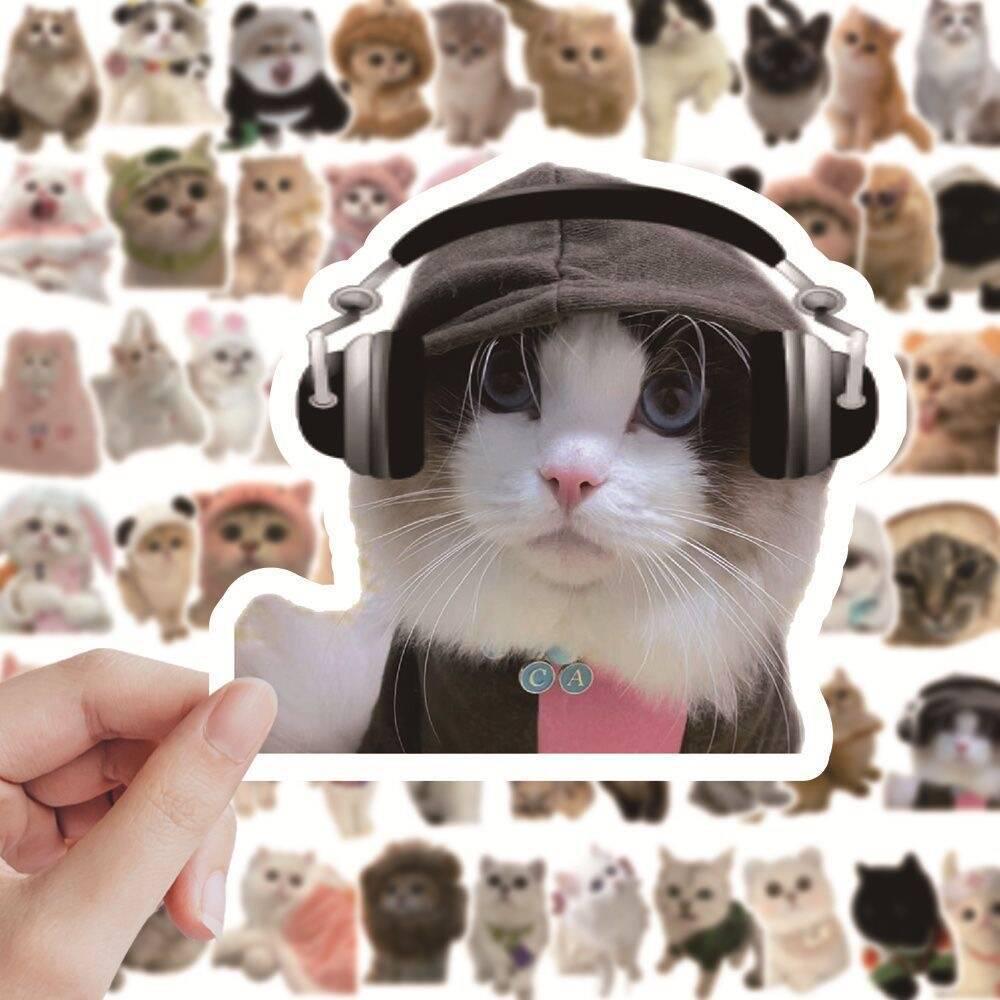 60 Милых Наклеек с Котами для Граффити и Блокнотов - Разнообразие Выражений и Пород