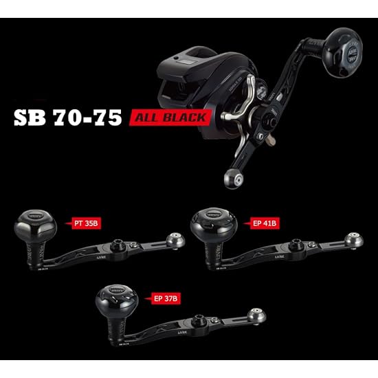 LIVRE 11472 SB 70-75 B Series with EP37B Knob, for Daiwa/ABU Right-Hand Retrieve, All Black, SBA-77D