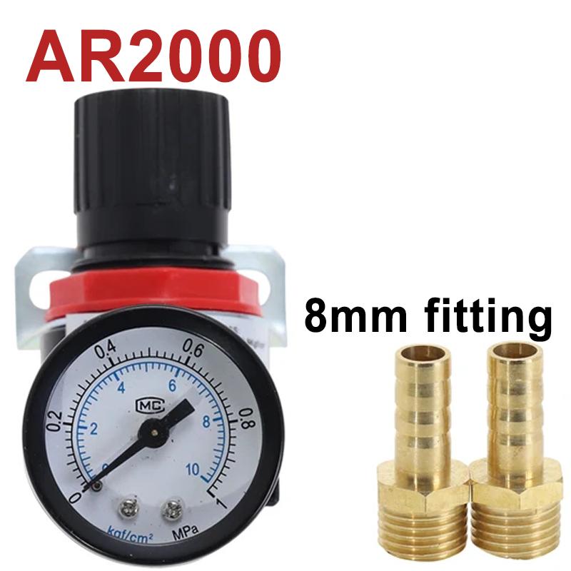 AR2000 Резьба G1/4'' Клапан-регулятор сброса давления для компрессора с пневмоуправлением с фитингом 4 мм 6 мм 8 мм 10 мм 12 мм
