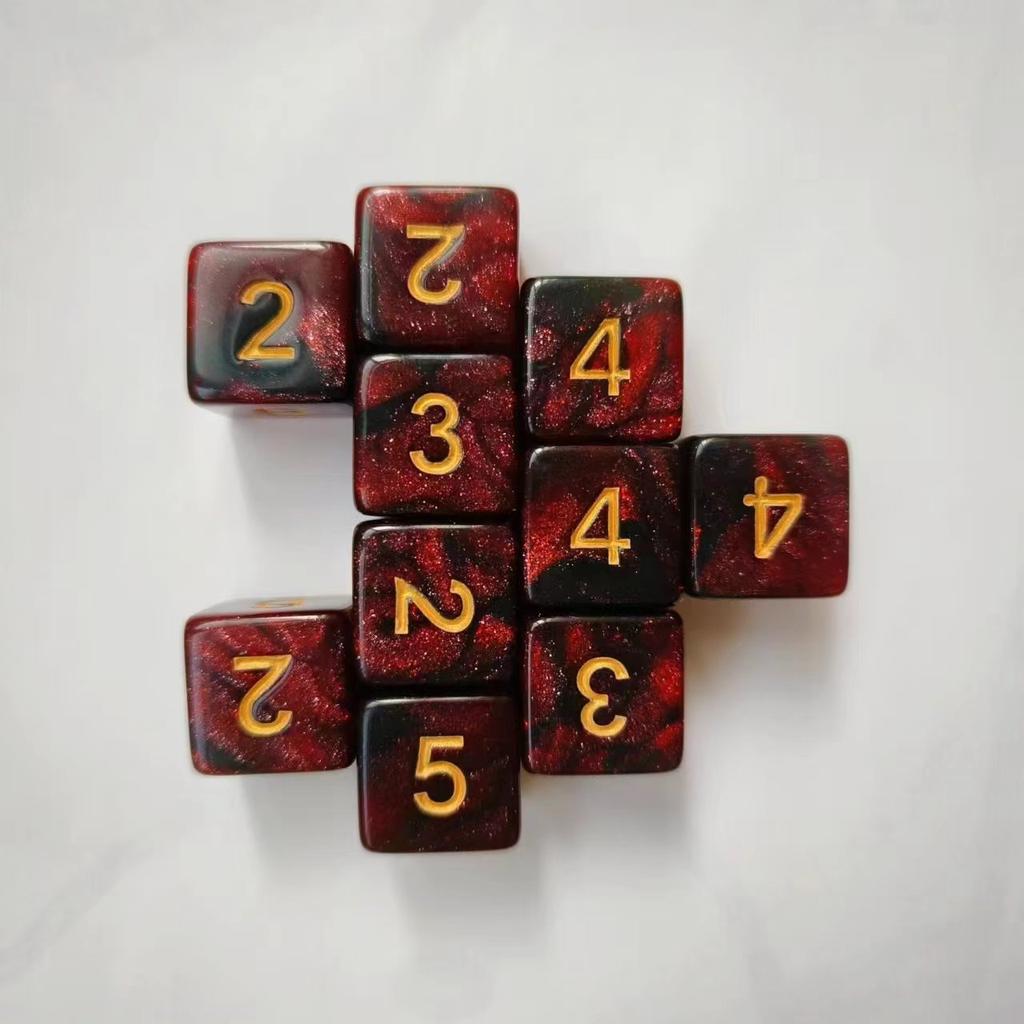 10 шт./набор 16 мм 6-гранные двухцветные цифровые игральные кости звездное небо квадратные акриловые игральные кости Ктулху для настольной игры Dnd COC TRPG набор игральных костей DND