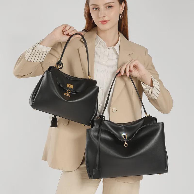 Genuine Leather High-End Women's Tote & Crossbody Bag - Large Capacity Handbag