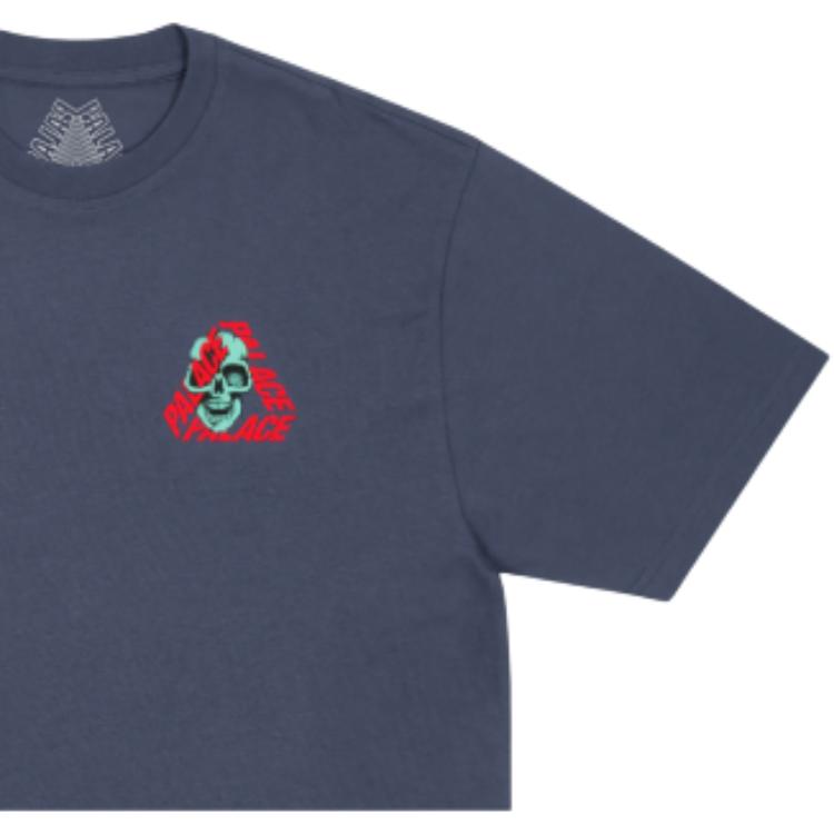 Palace Футболка с черепом P3, темно-синяя, унисекс, топы, синяя P28TS145