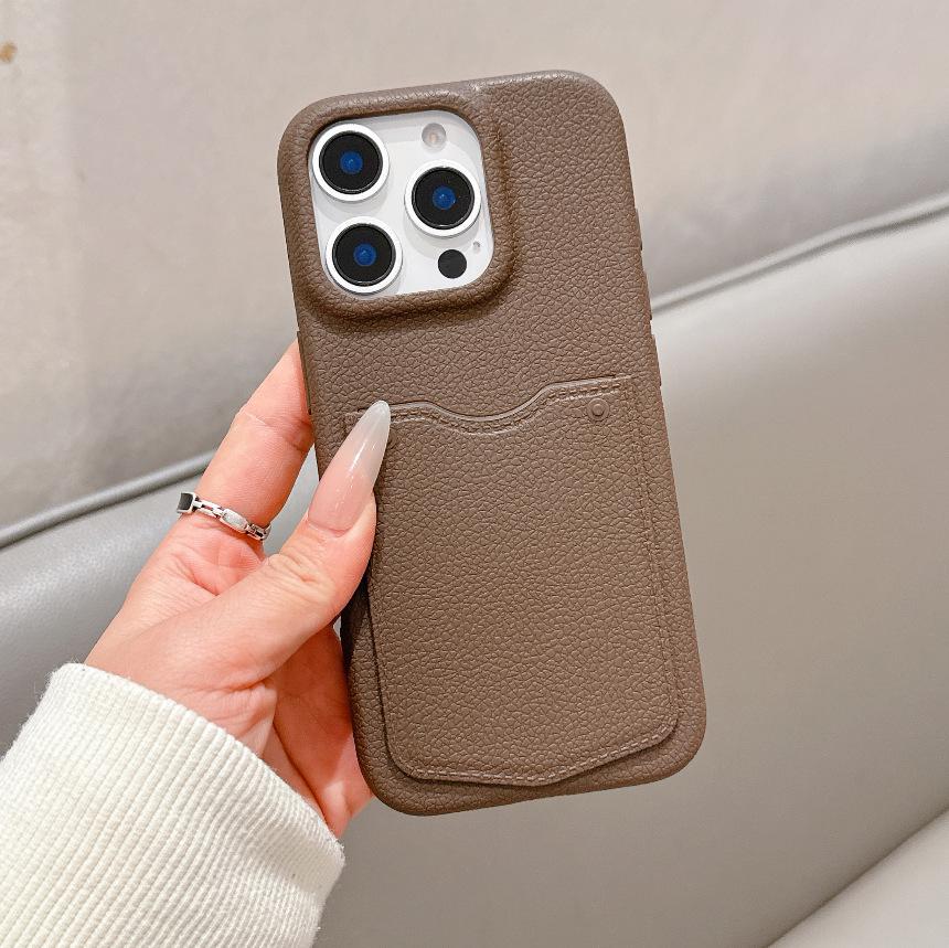 Чехол-кошелек с текстурой яблочной кожуры для iPhone 16 Pro Max - Роскошный и легкий