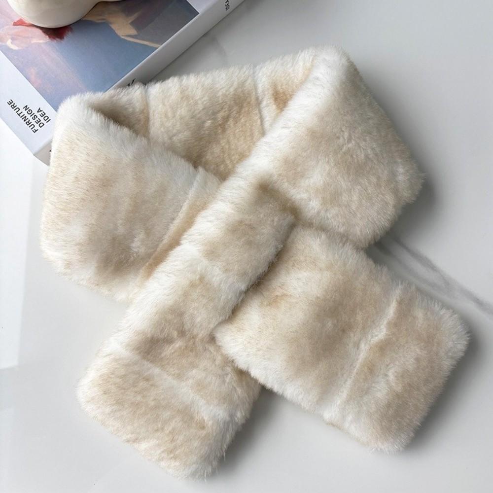 Thickened Faux Rabbit Fur Scarf Furry Neck Warmer Scarf New Cross Scarf Women Girl