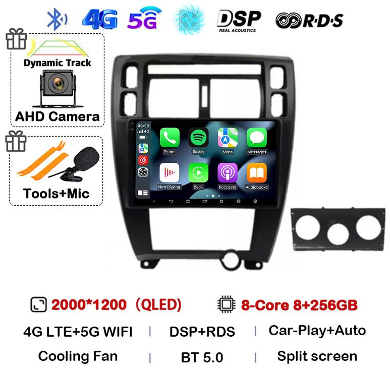 Android 14 Carplay Auto WIFI+4G Для Hyundai Tucson 2004 2005 2006 2007 2008 2009 Автомагнитола Мультимедийный Стерео Видеоплеер GPS BT