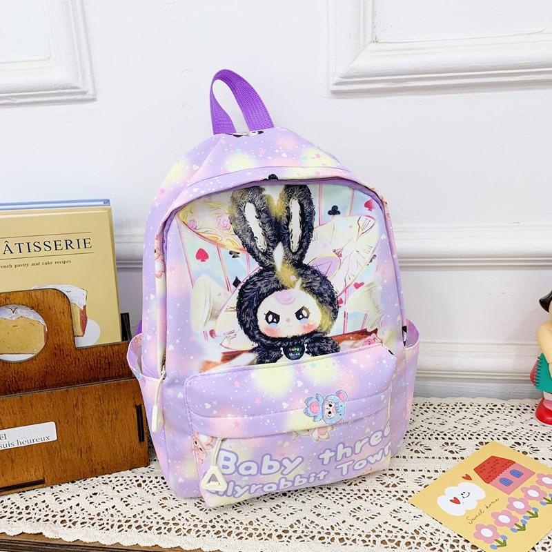 Cute Cartoon Plush Rabbit Letter Printed Children Backpack For Kindergarten