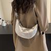 Silver Bag Women 2025 New Fashion Design Sense Niche One Shoulder Crossbody Dumpling Bag Popular Croissant Bag