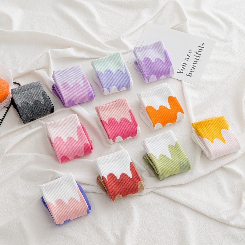 Милые женские носки с рисунком мороженого в корейском стиле, весна/осень, японская мода, чулки средней длины