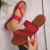 Large Size Simple Woven Belt Flat Bottom Set of Toe Slippers Women's Casual Open-toe Lightweight Beach Cool Slippers Women