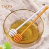 2Pcs Honey Mixing Stirrer Plastic Dipper Smooth Honey Comb Stick Spoon Grooved Honey Wand for Collecting Dispensing Drizzling Jam