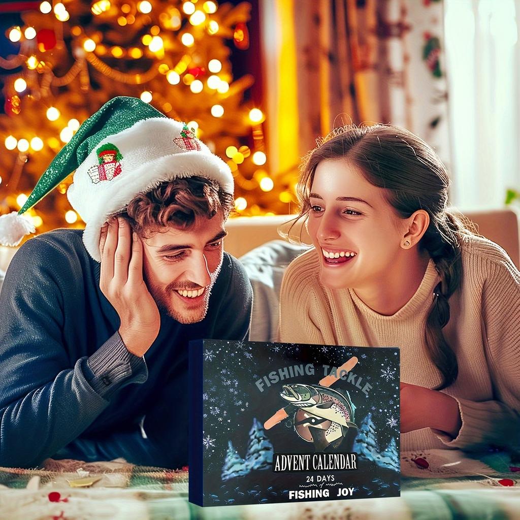 Набор рыболовных снастей «Рождественский отсчет 2024 года» — Адвент-календарь на 24 дня, блесна для морской и пресноводной рыбалки — резина — идеальный подарок для рыболовов