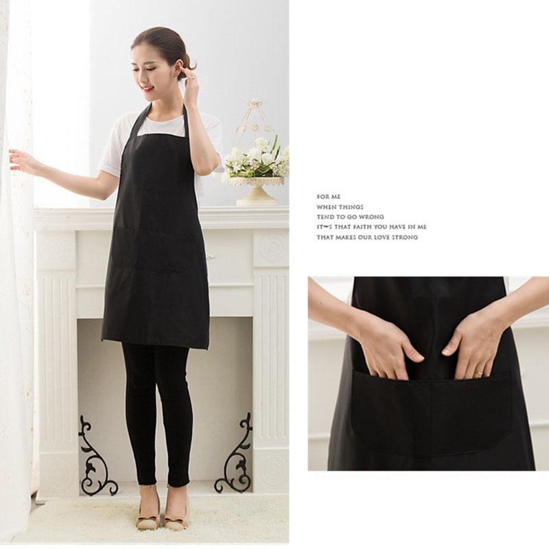 Pure Colors Plain Aprons For Chefs Cooking Bib Restaurant With Front Pocket New Hot Women Men 1PC Home Kitchen  Supply