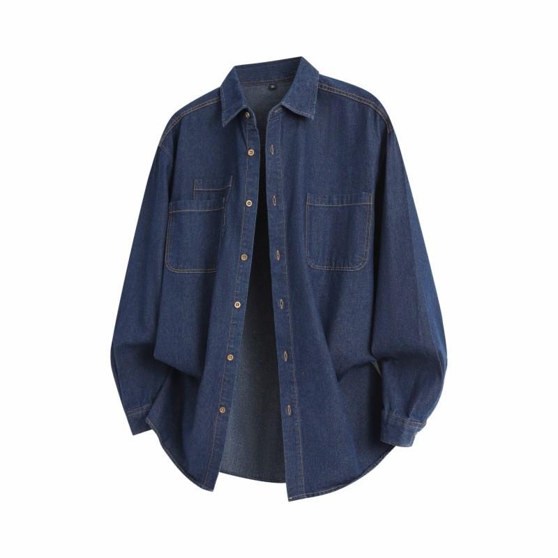 Minimalist Solid Color Men's Long-sleeved Shirts In The Autumn 2026 Denim Lapel Men's Casual Jacket Coat Men's Breathable Work Casual Jacket