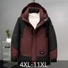 Мода Зима Мужское Пальто с Капюшоном Повседневное Свободное Толстое Теплое Большого Размера Верхняя Одежда Мужские Куртки 4XL-11XL