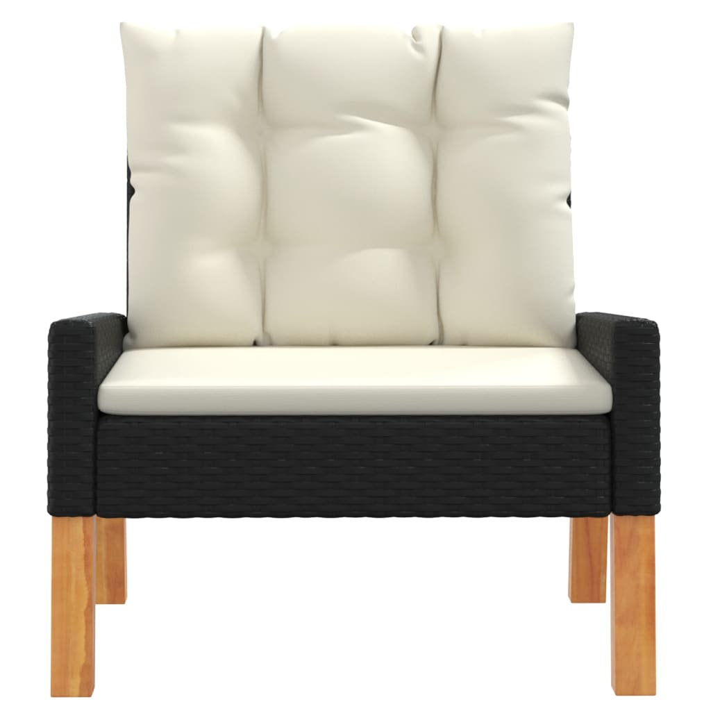 4 piece garden lounge set with cushions poly rattan & solid wood