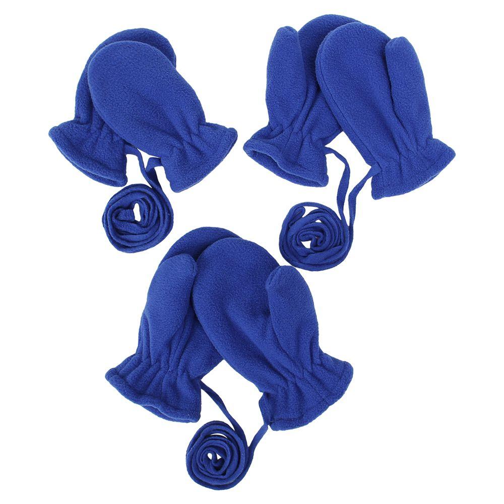 Outdoor Warm Polar Fleece Kids Mittens Fleece Lined Boys Girls Gloves Baby Toddler Lanyard Mittens