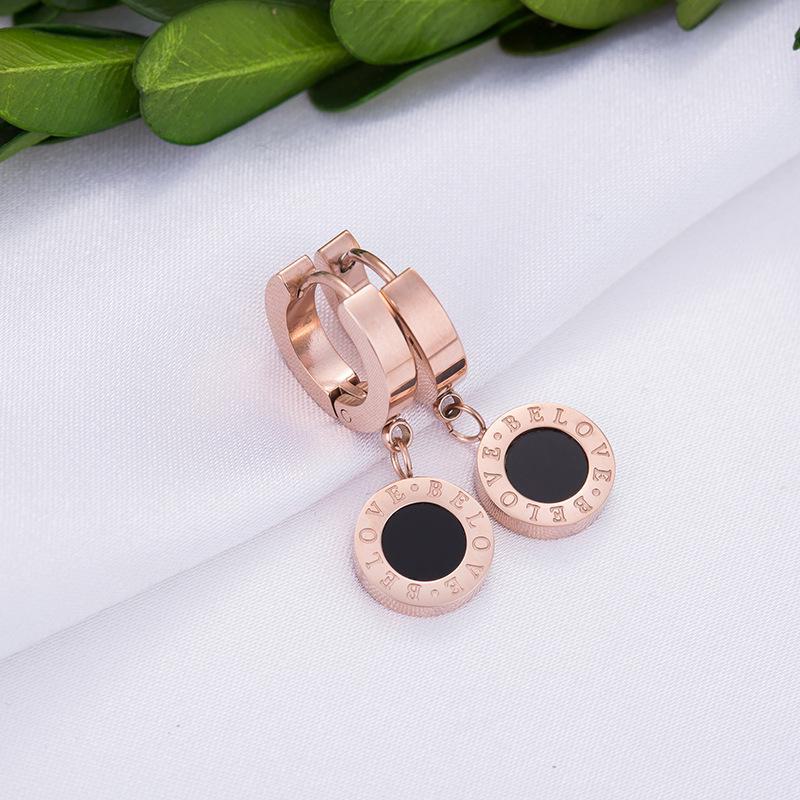 Rose Gold Geometric Titanium Steel Earrings for Women - Stylish, Simple Designs