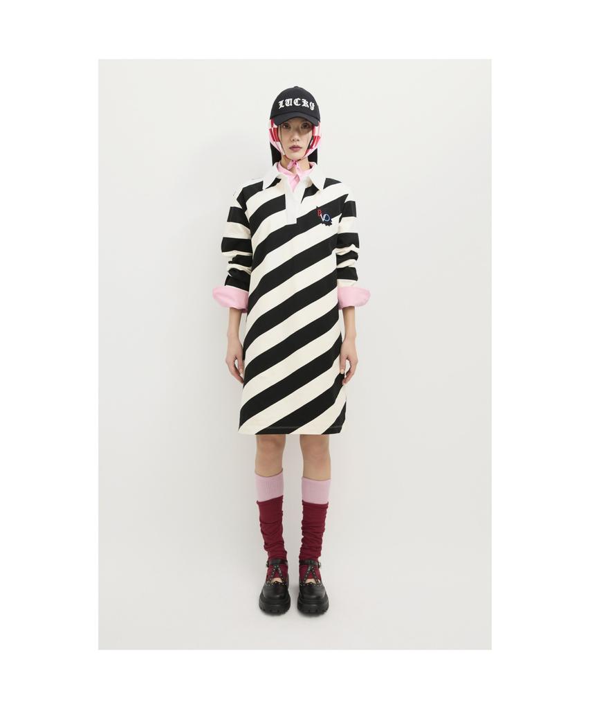 LUCKY CHOUETTE Fabric Mix Jersey Collar Dress (Ivory) Lfdas25120Ivx