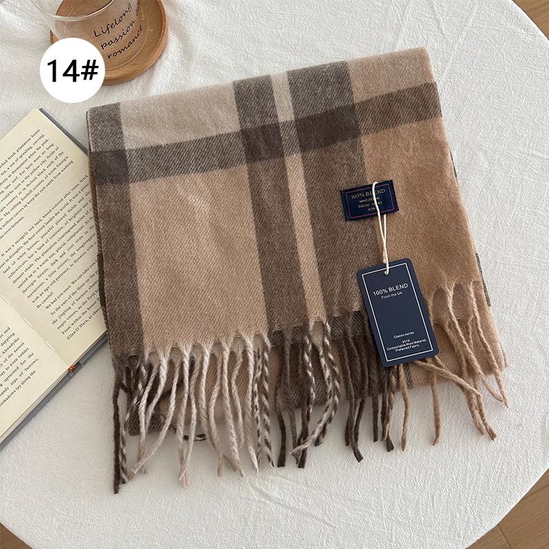 Autumn and Winter Color Blocked Plaid Scarf Winter Warm Scarf Warm and Versatile Plaid Scarf