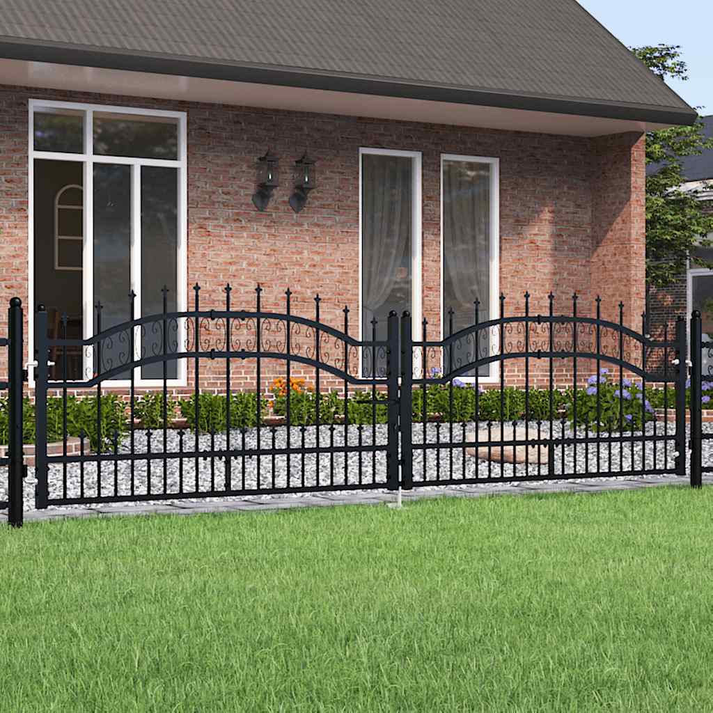 Garden Gate KAMPEN with Spear Tip Black 302 x 78 cm Steel