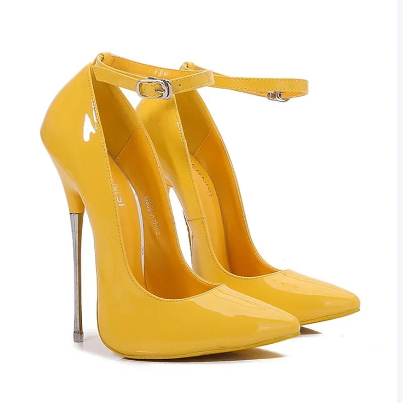 Экстремальные туфли на высоком каблуке 16 см, женские туфли-лодочки на металлическом каблуке, разноцветные туфли на высоком каблуке, женские туфли для танцев на пилоне, сексуальные туфли на каблуках, модельное шоу, большой размер