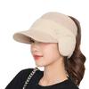 Women's Winter Earmuff Hats: Fashionable, Knitted, Polyester-Wool Cycling Caps with Hollow Top