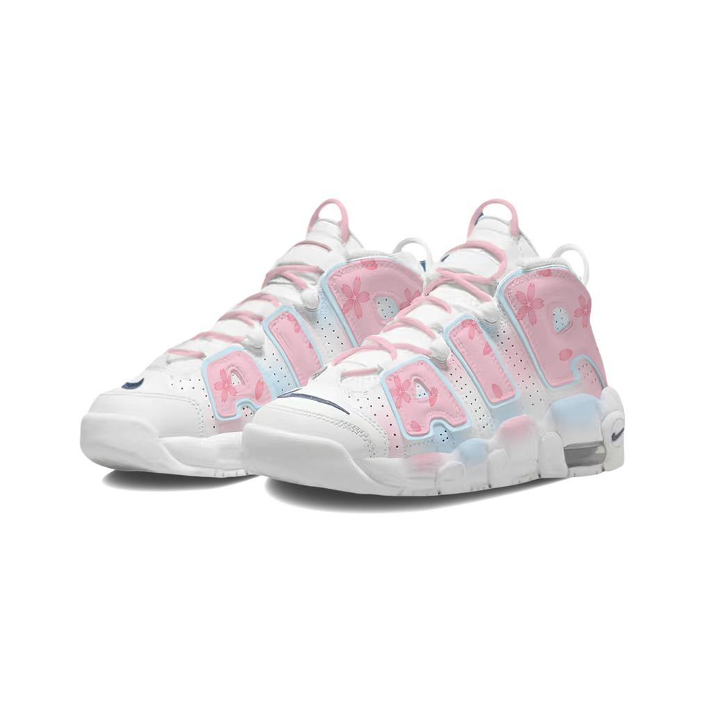 Nike Air More Uptempo Розовый Цветок Вишни Ледяной Синий Воздушная Подушка Износостойкие Средние Баскетбольные Кроссовки Женские DH9719-100(Команда1868- )