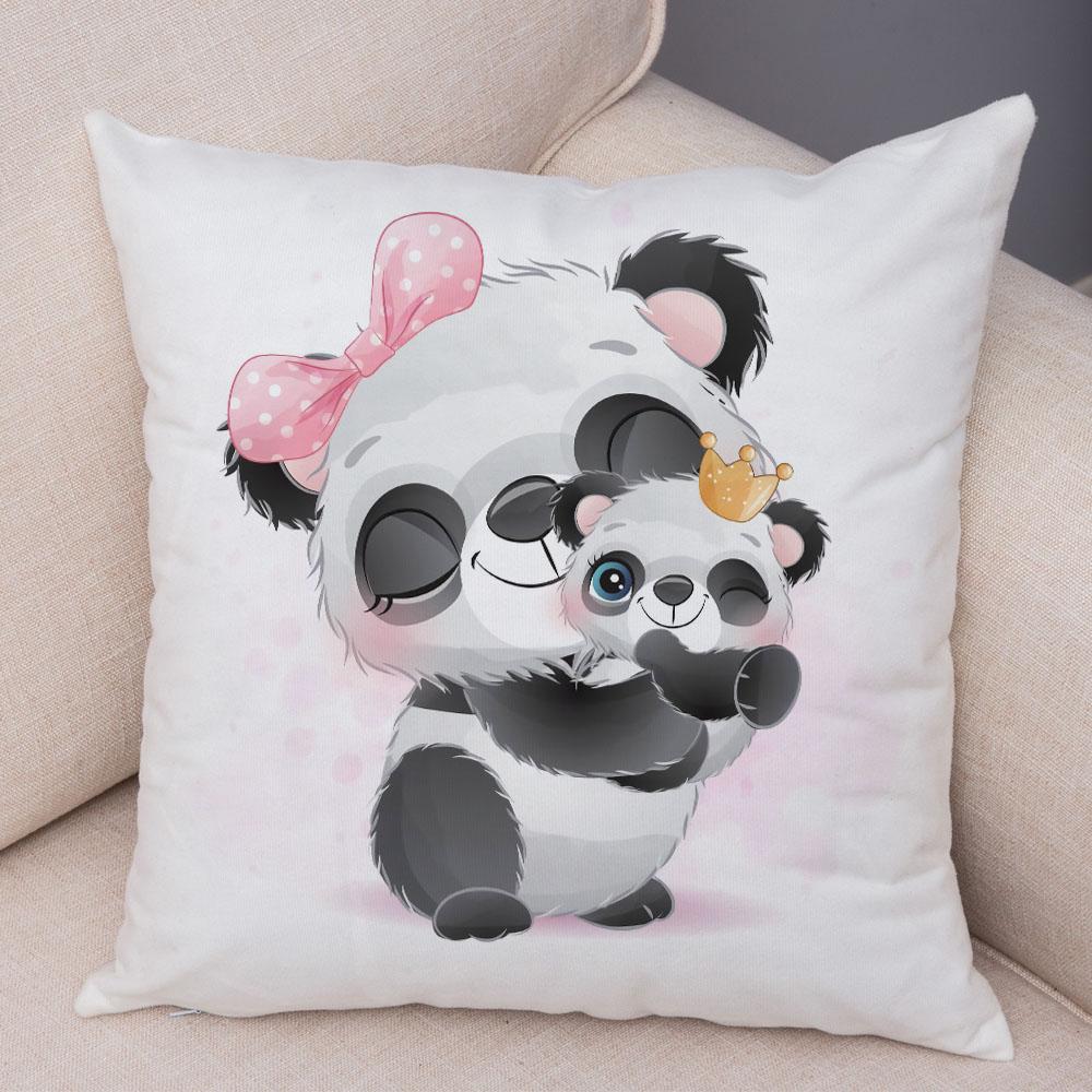 Детская комната, диван, украшение для дома, автомобиля, милая наволочка с изображением животных, мягкая плюшевая подушка с рисунком китайской панды