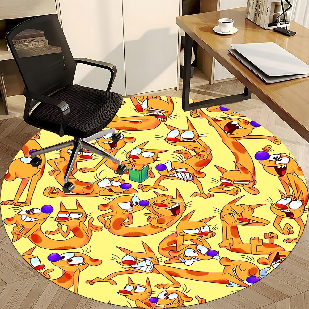 1pc Cat Dog Office Round Area Rug, Bedroom Living Room Home Decor, Room Deco, Offic a1016120