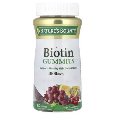 Nature's Bounty, жевательные таблетки с биотином, вкус винограда, апельсина и вишни, 1000 мкг, 110 жевательных таблеток