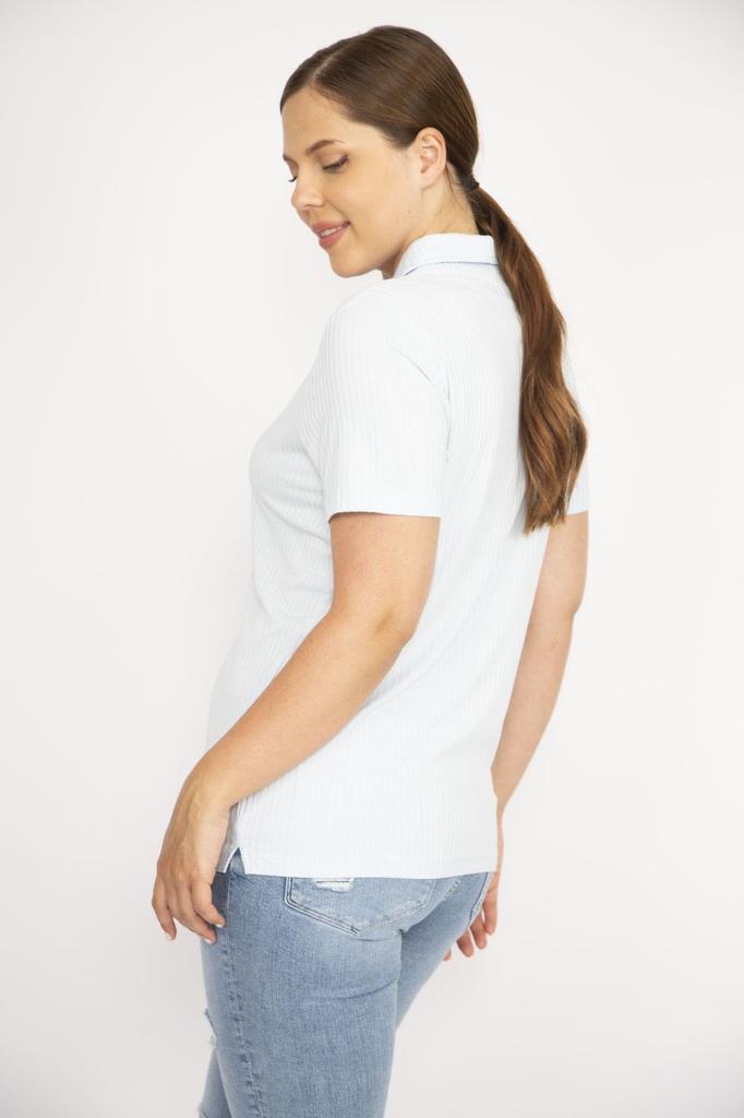 Женская блузка большого размера, желтая блузка больших размеров с воротником-поло и пуговицами спереди, тканевая блузка с короткими рукавами, большие размеры