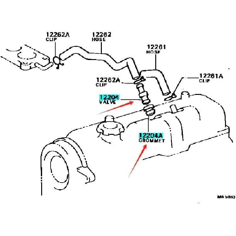 12204-15030 90480-18001 PCV Valve and Grommet set(2 pcs) for: Tercel Corolla Celica 3a# 4afe