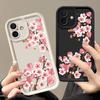 Для iPhone 16 Pro Max 15 Pro 14 Plus 13 12 11 XS 8 7 чехол для телефона розовый цветочный принт матовый противоударный защита линз TPU мягкий бампер чехол