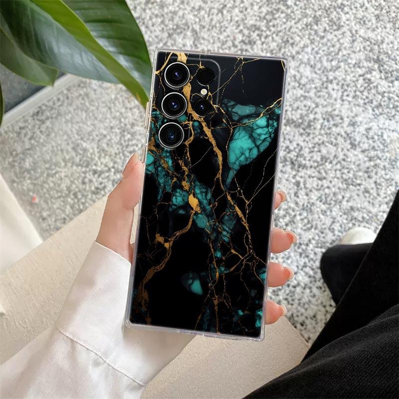 Прозрачный чехол с акварельным мраморным узором для Samsung Galaxy S26 S25 S24 S23 Ultra S20 S21 FE S22 Plus S26 Ultra