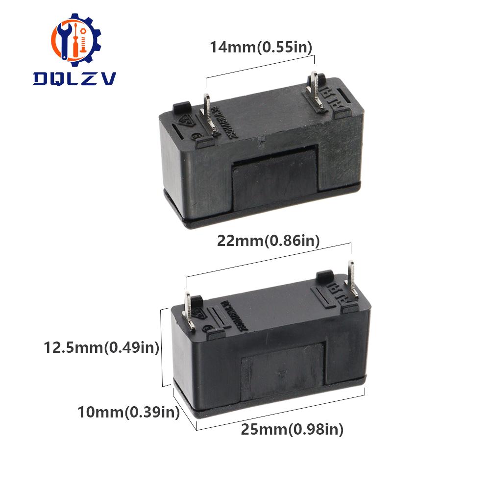 10PCS Mini Plastic Mounted 5*20mm Bayonet Type Fuse Holder With Cover Black Color PCB Terminal Foot distance 15mm 22mm