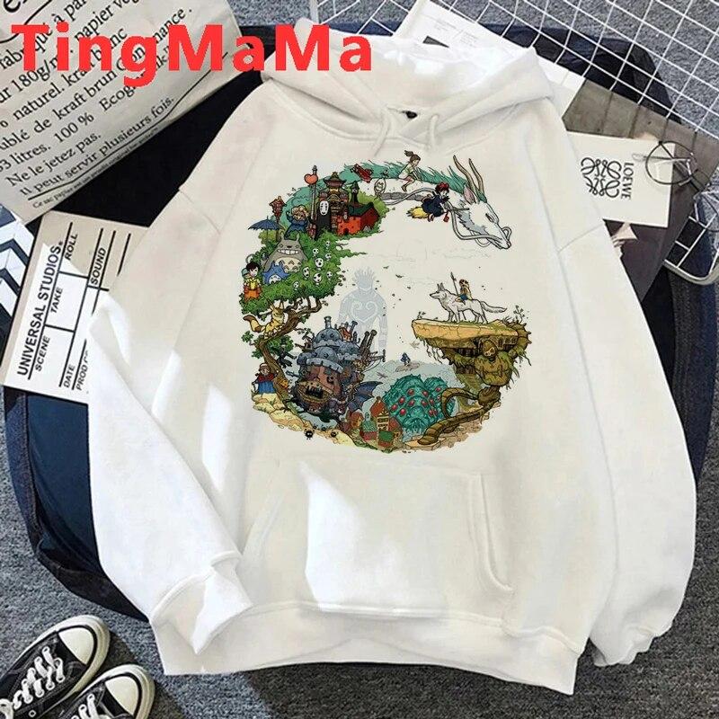 Толстовки с капюшоном из японского аниме, женские толстовки с капюшоном Kawaii Miyazaki Hayao, уличная одежда с рисунком унисекс, толстовки в стиле Харадзюку, женские унисекс