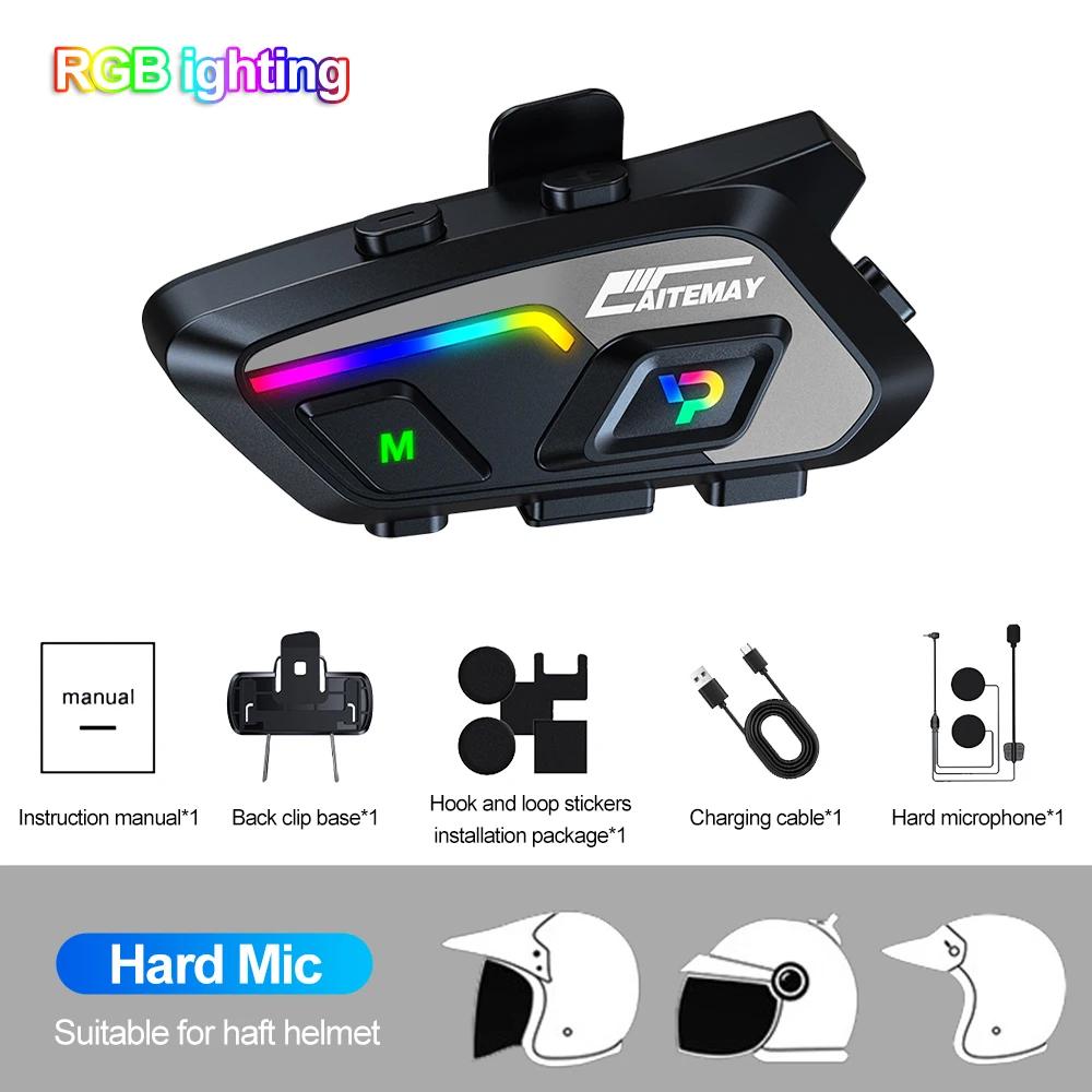 Motorcycle Helmet Bluetooth Headset10 Rider Half-duplex Intercom Distance 300 Meters BT5.3 Waterproof IPX7 with Ambient light