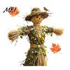 Autumnal Home Embellishment Scarecrow Window Stickers with Realistic Maple Leaf, Pastoral Decals, Waterproof Holiday Party Ornament PVC Static Clings