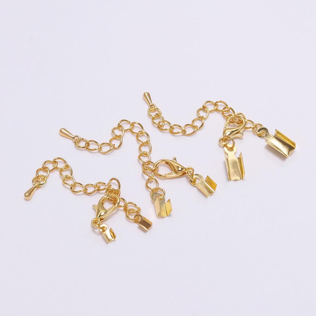 10 шт./лот, золотые заглушки для шнура, застежки-омары, удлинитель цепи для соединителей, браслет, аксессуары для самостоятельного изготовления ювелирных изделий