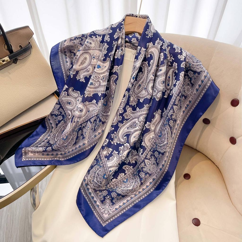 Высококачественные роскошные шелковые шарфы, повязка на голову, шарфы, шейный шарф для женщин, шелковый шарф с цепочкой, женская декоративная шаль