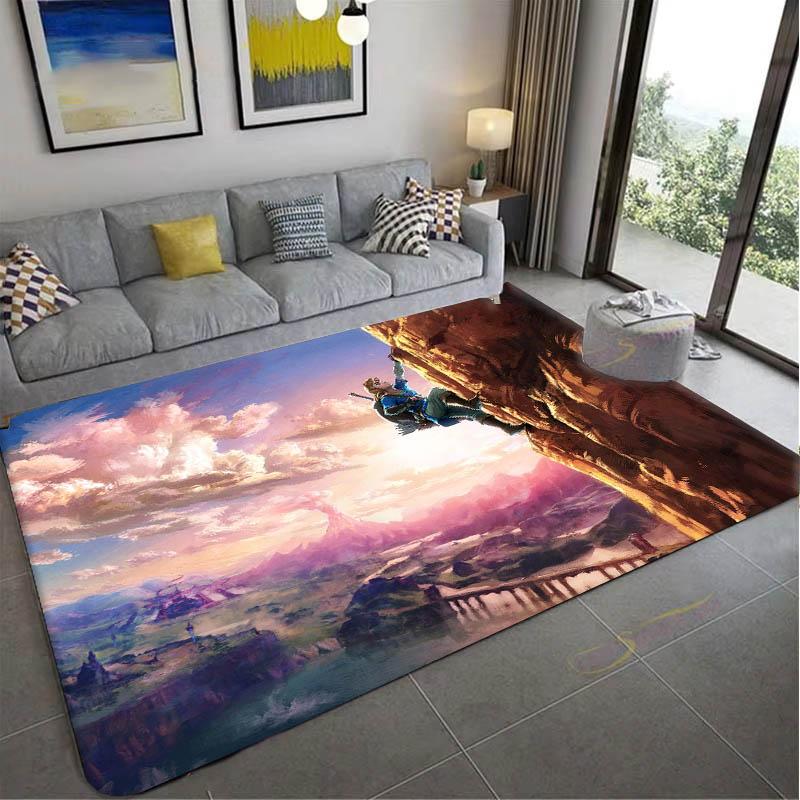Classic Cartoon Z-Zeldas Game 3D Carpet Rug Art for Room Decor Home Kitchen Bedroom Sofa Gift Kids Area Rug Non-slip Floor Mat