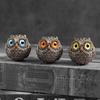 1/3Pcs Handmade Realistic Owl Statue with Big Eyes Intricate Feathers Metal