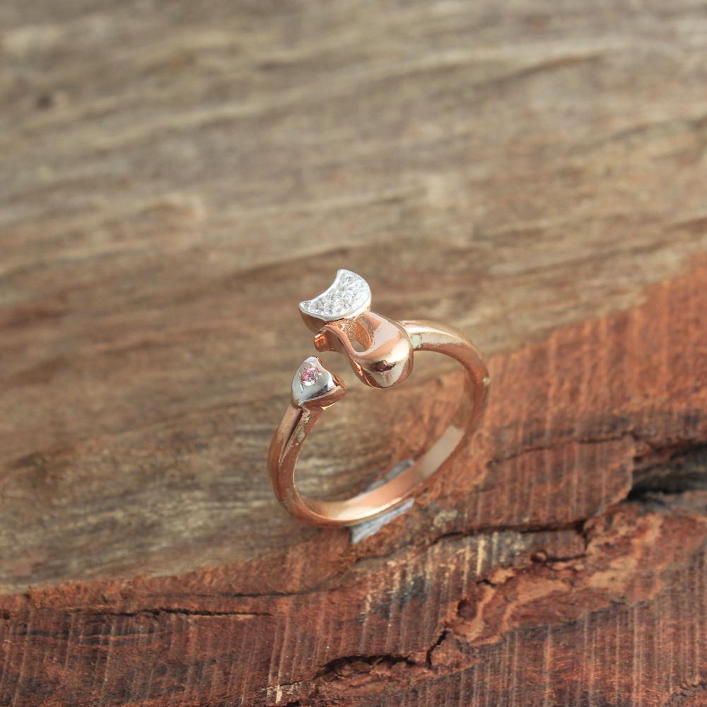 Кубический цирконий с покрытием из розового золота, кольцо с котенком, 100% стерлингового серебра 925 пробы, женские украшения